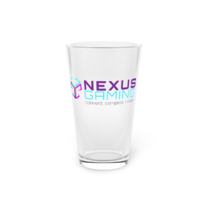 Nexus Gaming 16oz Pint Glass — Neon Logo Beer & Drinking Glass